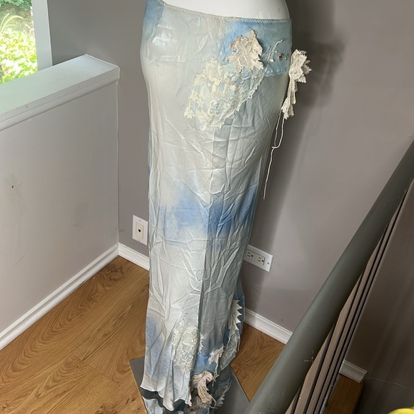 Voyage 1990’s Size 12 Long Maxi 100% Silk Mesh Chantilly Lace Low Waist Skirt - Picture 11 of 11